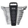 VEVOR 16 PCS Juego de Llaves Combinadas, Juego de Llaves de Trinquete con Estante Organizador, Juego de Llaves Mediano Métricas de 8 mm a 24 mm, para Uso Doméstico, Reparaciones de Automóviles