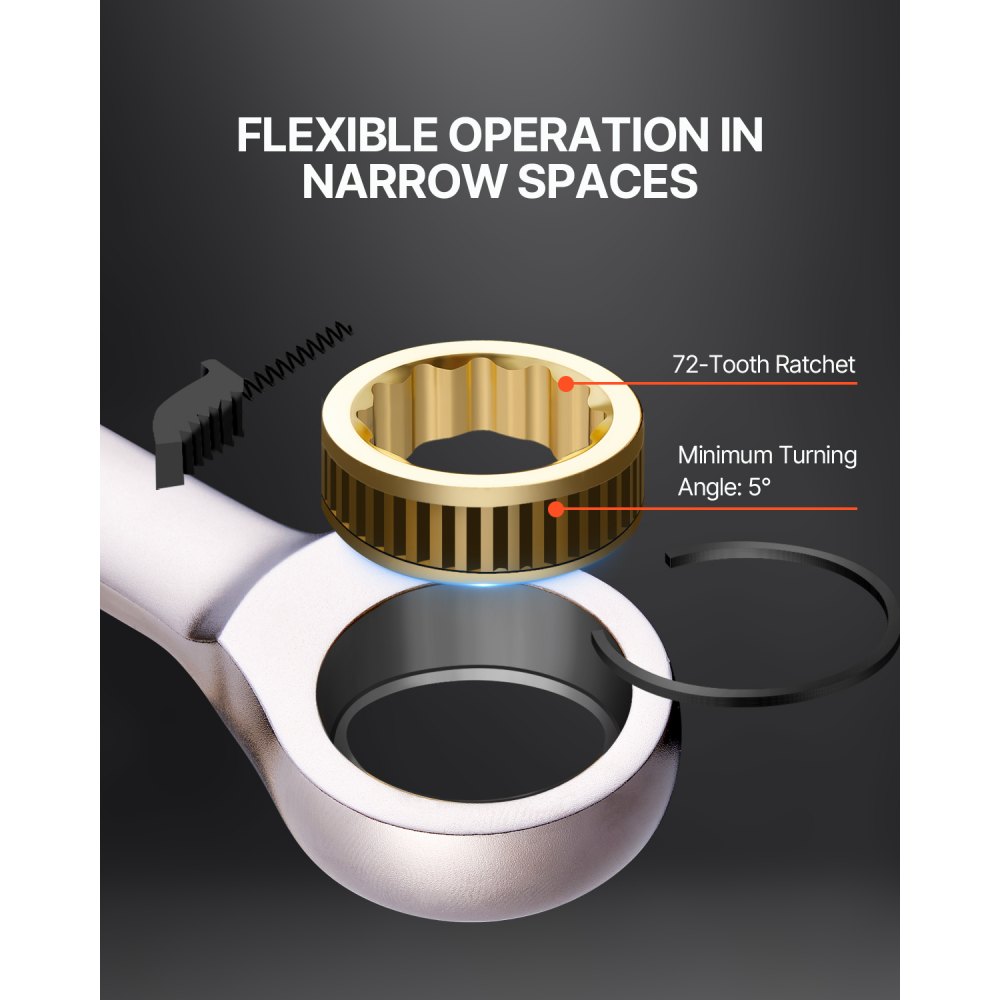 VEVOR 24 PCS Juego de Llaves Combinadas, Juego de Llaves de Trinquete con Estante Organizador, Juego de Llaves Mediano SAE de 1/4" a 7/8" y Métricas de 8 mm a 19 mm para Reparaciones de Automóviles