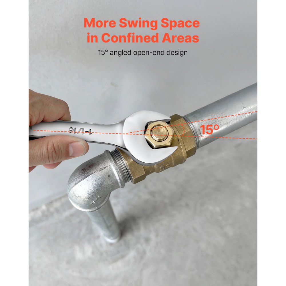 VEVOR Juego de Llaves Combinadas 44 Unidades, Llave de Estrella de 12 Puntas, Métrica de 6-32 mm y SAE de 1/4 '' a 1-1/4 '', con Bolsa de Almacenamiento, para Bricolaje Hogar Reparaciones de Automóvil