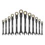 VEVOR Flex-Head Ratcheting Wrench Set, 24-Piece SAE and Metric, 72 Teeth, Cr-V Steel Ratchet Flexible Combination Wrench Set with Storage Case, for General Household and Automotive Repairs, Black