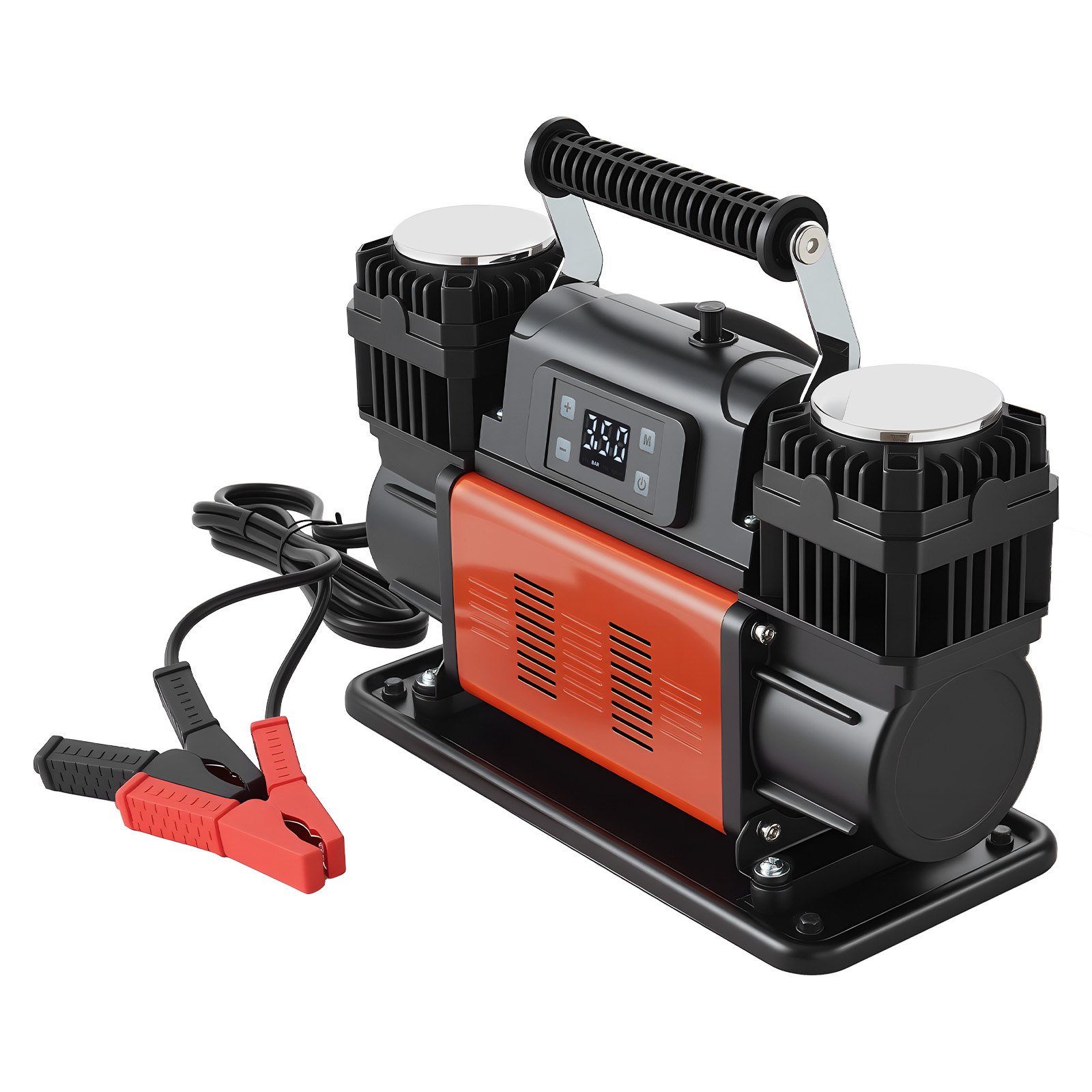 VEVOR Compresor de Aire de Doble Cilindro para Trabajo Pesado, Inflador de Neumáticos Portátil con Parada Automática 300 L/min, con Pantalla Digital LCD y Adaptadores para Camiones, Coches, SUV