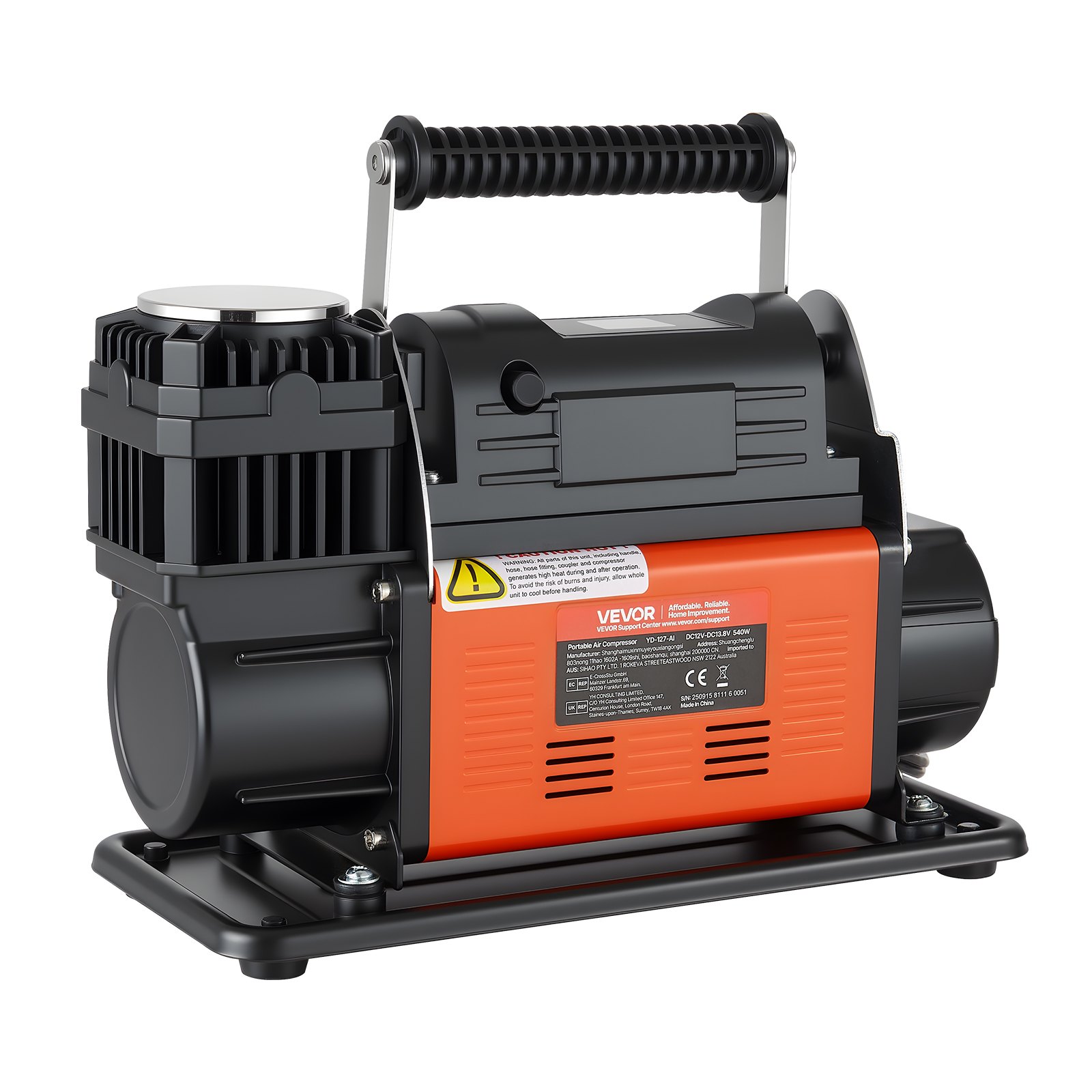 VEVOR Compresor de Aire para Trabajo Pesado, Inflador de Neumáticos Portátil con Parada Automática, Pantalla Digital LCD, 202 L/min y 10,34 bar con Adaptadores para Camiones, SUV, y Autocaravanas