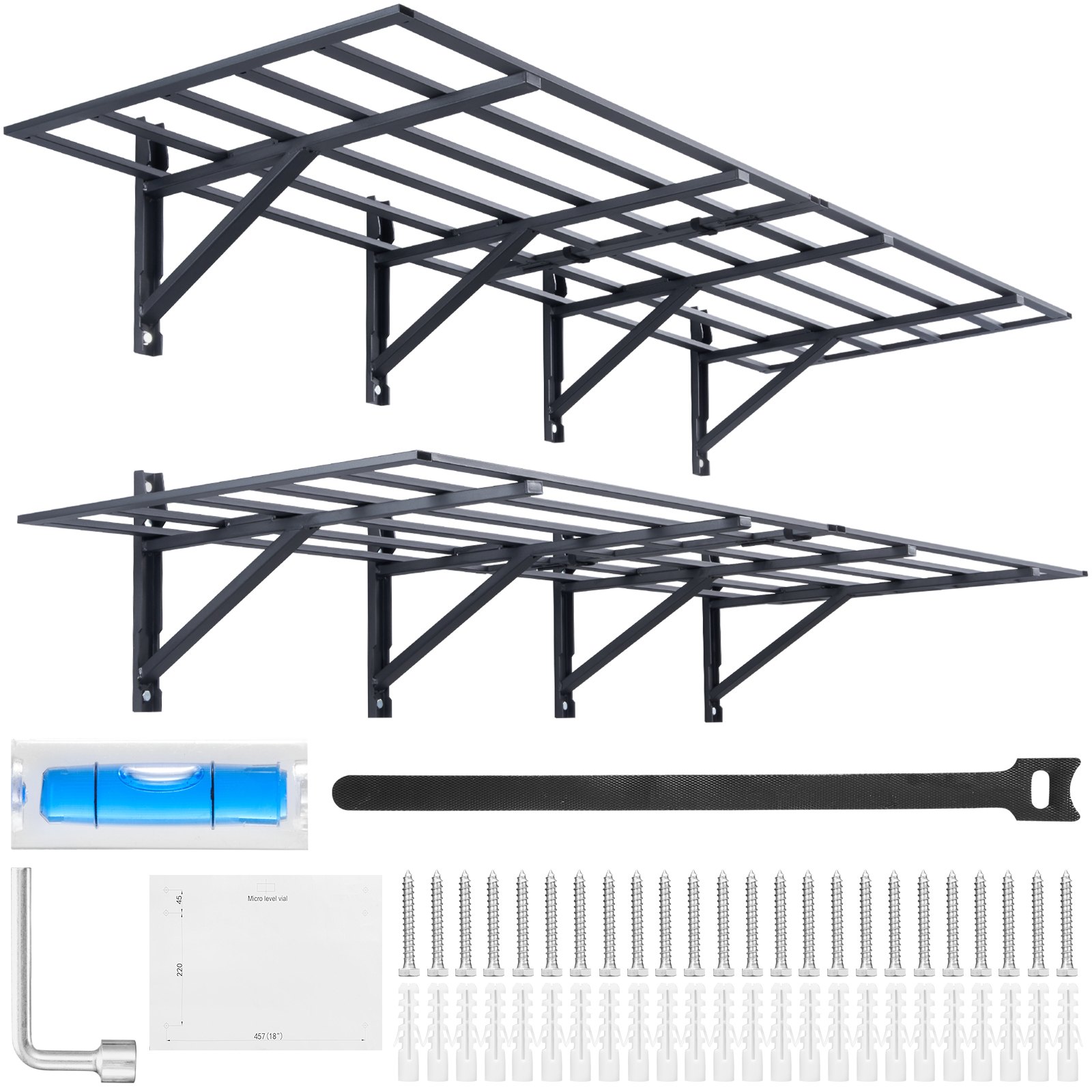 VEVOR 2-piece garage shelving set, 1830 x 630 x 305 mm, tool storage, 363 kg per layer, wall-mounted tool holder, 183 x 61 cm shelf area, storage shelves, metal shelf, tool organizer, wall shelves