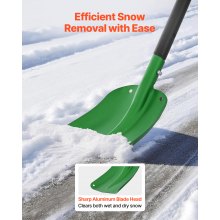 VEVOR Pala de Nieve de Aleación de Aluminio Ancho de 21,5 cm, Pala Quitanieves con Empuñadura en T de PP, Portátil y Ligera, para Quitar Nieve de Jardín, Coche, Camping, Entrada de Vehículos, Verde