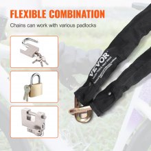 VEVOR Candado de Cadena de Seguridad para Bicicleta de φ9,5 x 1800 mm, Negro