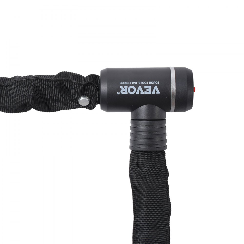 VEVOR Candado de Cadena Integrado para Bicicleta de φ10 x 1200 mm con 3 Llaves, Candado de Cadena Resistente Antirrobo de Seguridad para Bicicletas, Motocicletas, Scooters, Puertas, Vallas, Portones