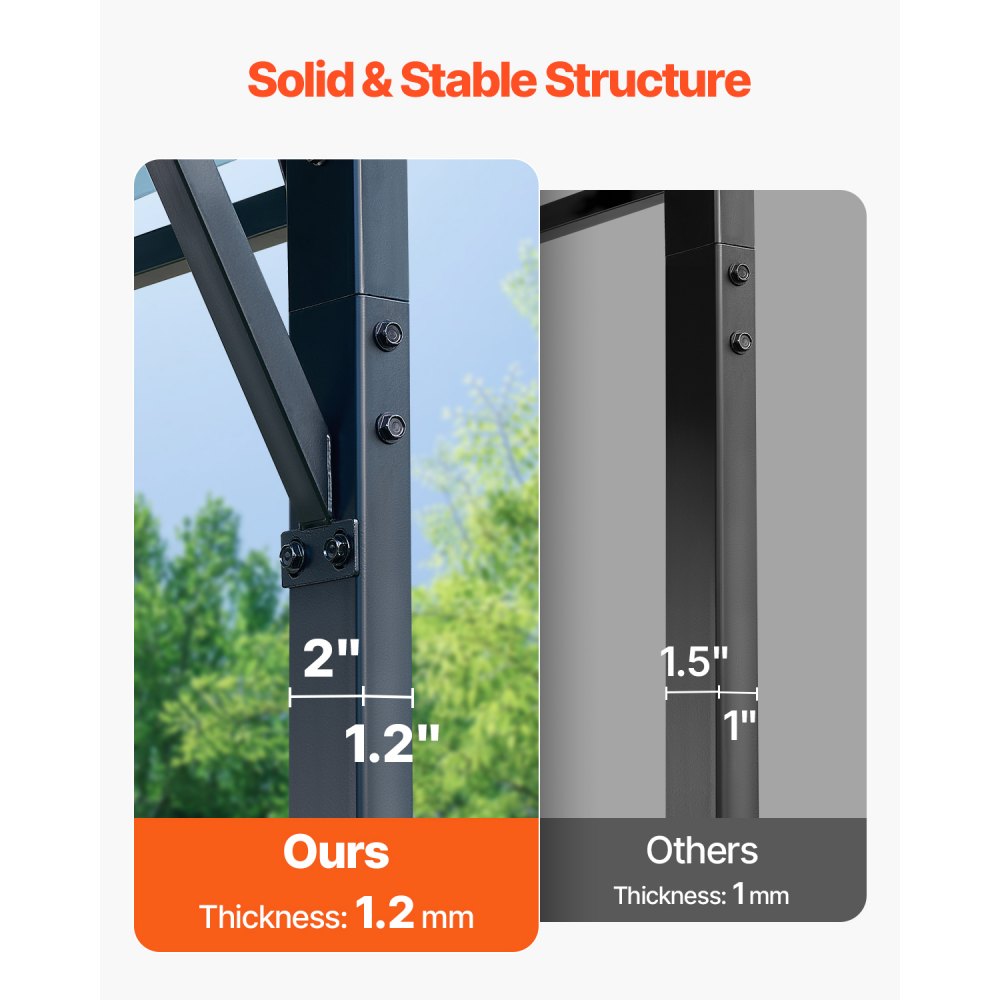 VEVOR Cochera de Metal Resistente de 3 x 4,5 x 3,15 m para Exterior con Estructura y Techo de Acero Galvanizado, Carpa para Coche con Paredes Laterales Extraíbles para Camionetas, Barcos, Automóviles