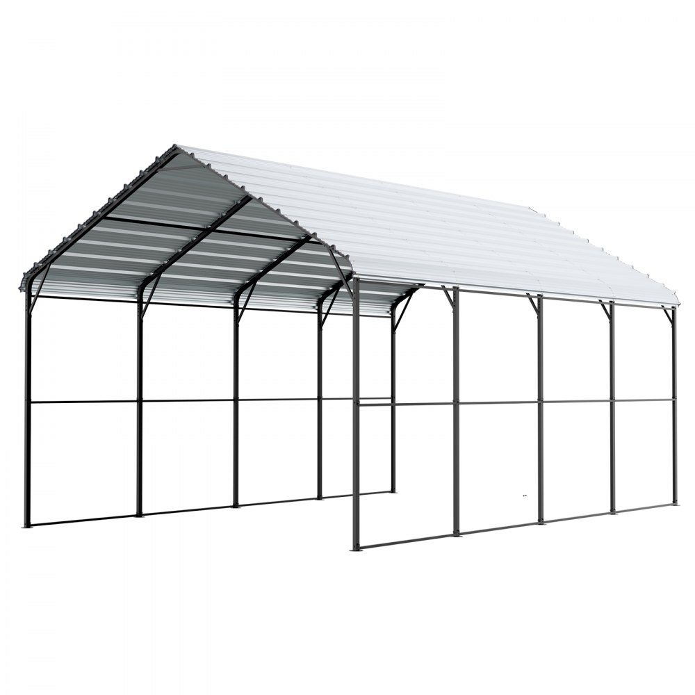 VEVOR Cochera de Metal Resistente de 3,6 x 6 x 3,15 m para Exterior con Estructura y Techo de Acero Galvanizado, Carpa para Coche con Paredes Laterales Extraíbles para Camionetas, Barcos, Automóviles