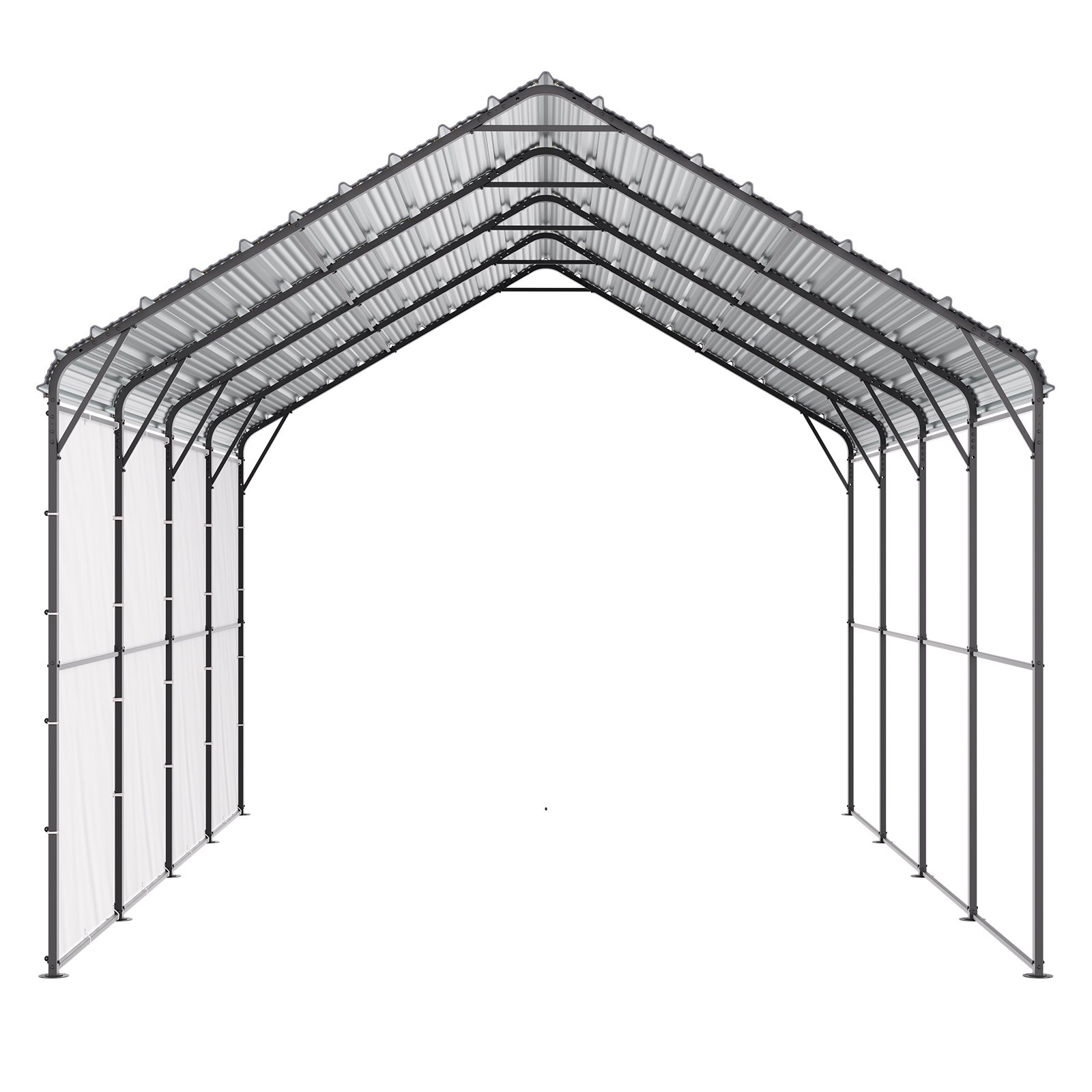 VEVOR Cochera de Metal Resistente de 3,6 x 6 x 3,15 m para Exterior con Estructura y Techo de Acero Galvanizado, Carpa para Coche con Paredes Laterales Extraíbles para Camionetas, Barcos, Automóviles