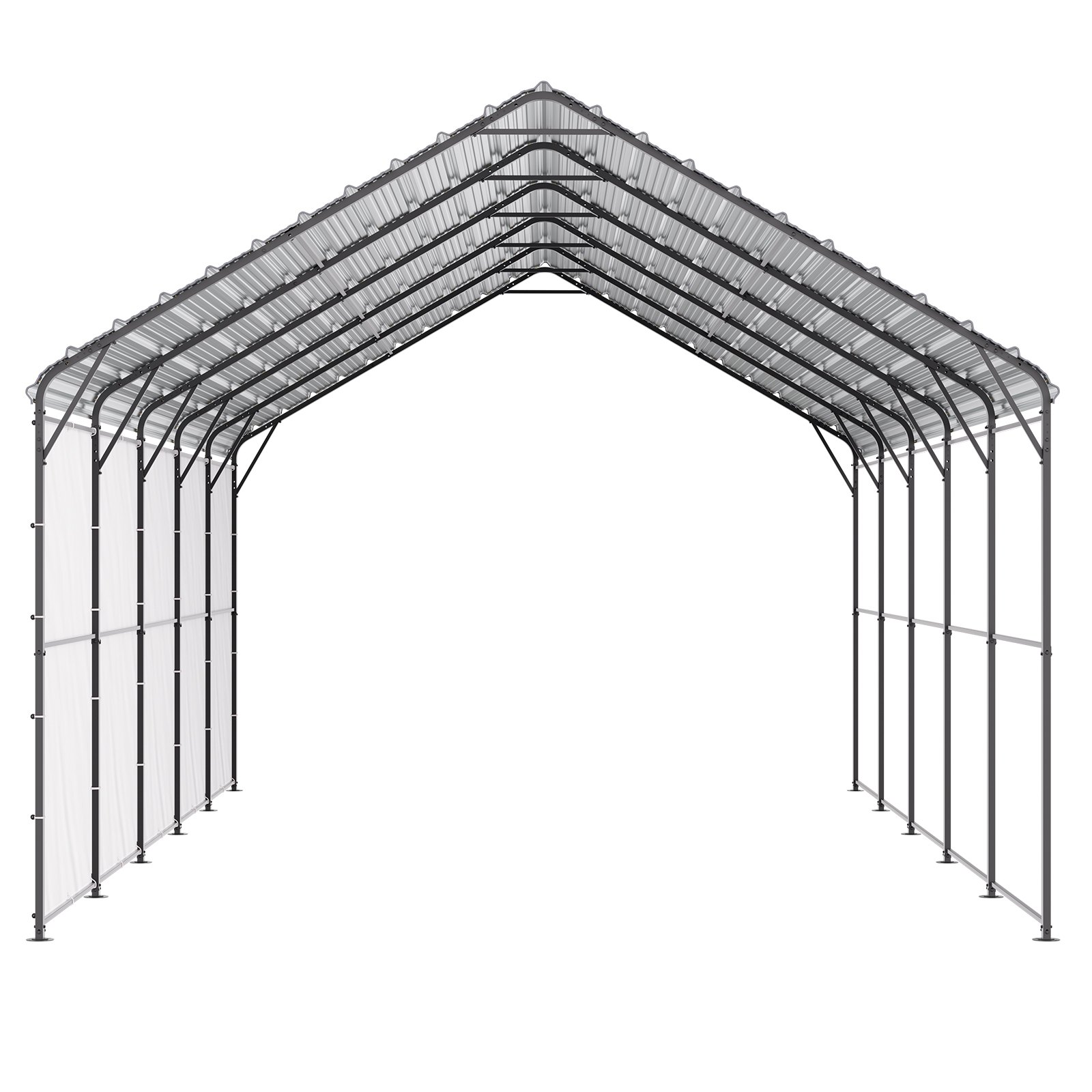 VEVOR Tent Garage, 4 x 8 x 3.15 m, Garage Tent, Carport with Steel Frame & Roof, Car Tent Garage Shade with Removable Side Walls, Multi-Purpose Car Shelter for Pickup Trucks, Boats, Cars & Tractors