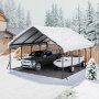 VEVOR Heavy Duty Metal Carport, 5.8 x 6 x 3.77 m Outdoor Carport with Sturdy Frame & Roof, Car Garage Shade with Removable Sidewalls, Multi-Use Car Shelter for Pickup, Boat, Trucks & Tractors