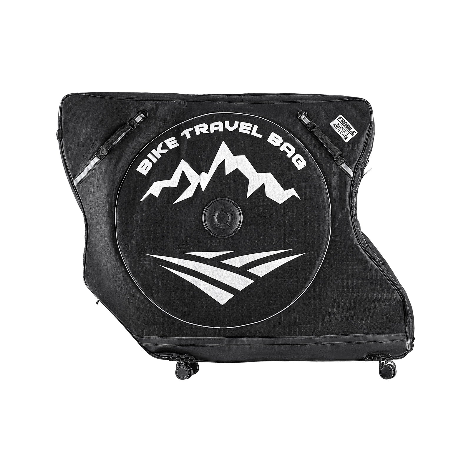 VEVOR Bolsa de Transporte para Bicicleta Distancia entre Ejes de 94-106 cm 600D, Bolsa para Llevar Bicicleta con Candado TSA y Doble Cremallera, para Viajes en Avión, Exteriores, Coche, Tren, Negro