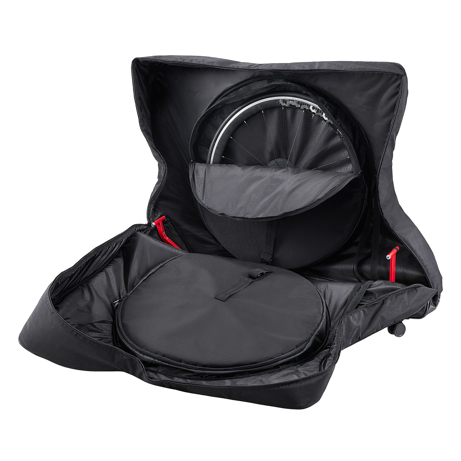 VEVOR Bolsa de Transporte para Bicicleta Distancia entre Ejes de 94-106 cm 600D, Bolsa para Llevar Bicicleta con Candado TSA y Doble Cremallera, para Viajes en Avión, Exteriores, Coche, Tren, Negro