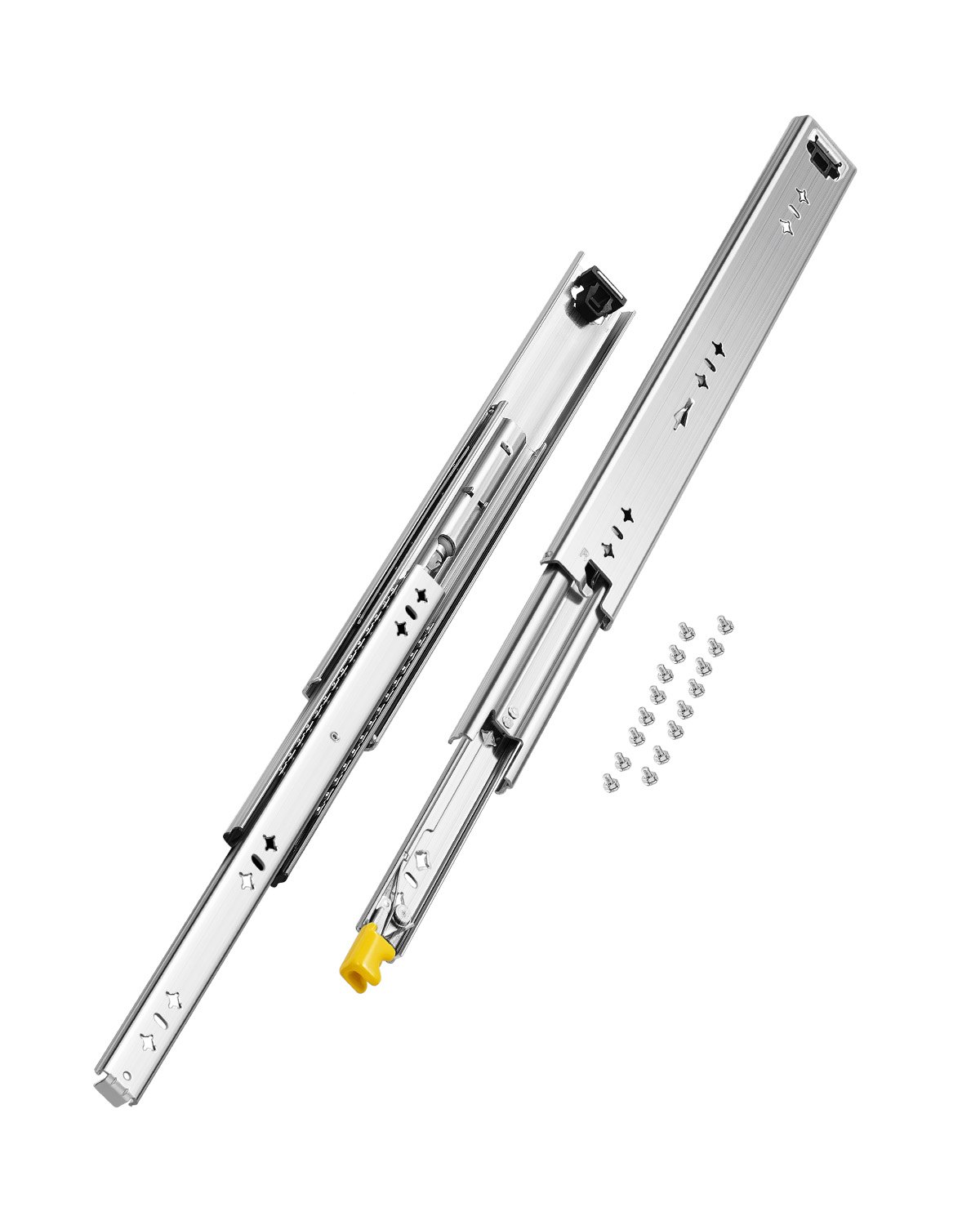 VEVOR 1 Par de Correderas para Cajones de Extensión Completa, Capacidad Carga 113,4 kg, Rodamiento de Bolas con Riel Deslizante para Cajones de Montaje Lateral con Bloqueo, 450 x 53 x 19,5 mm