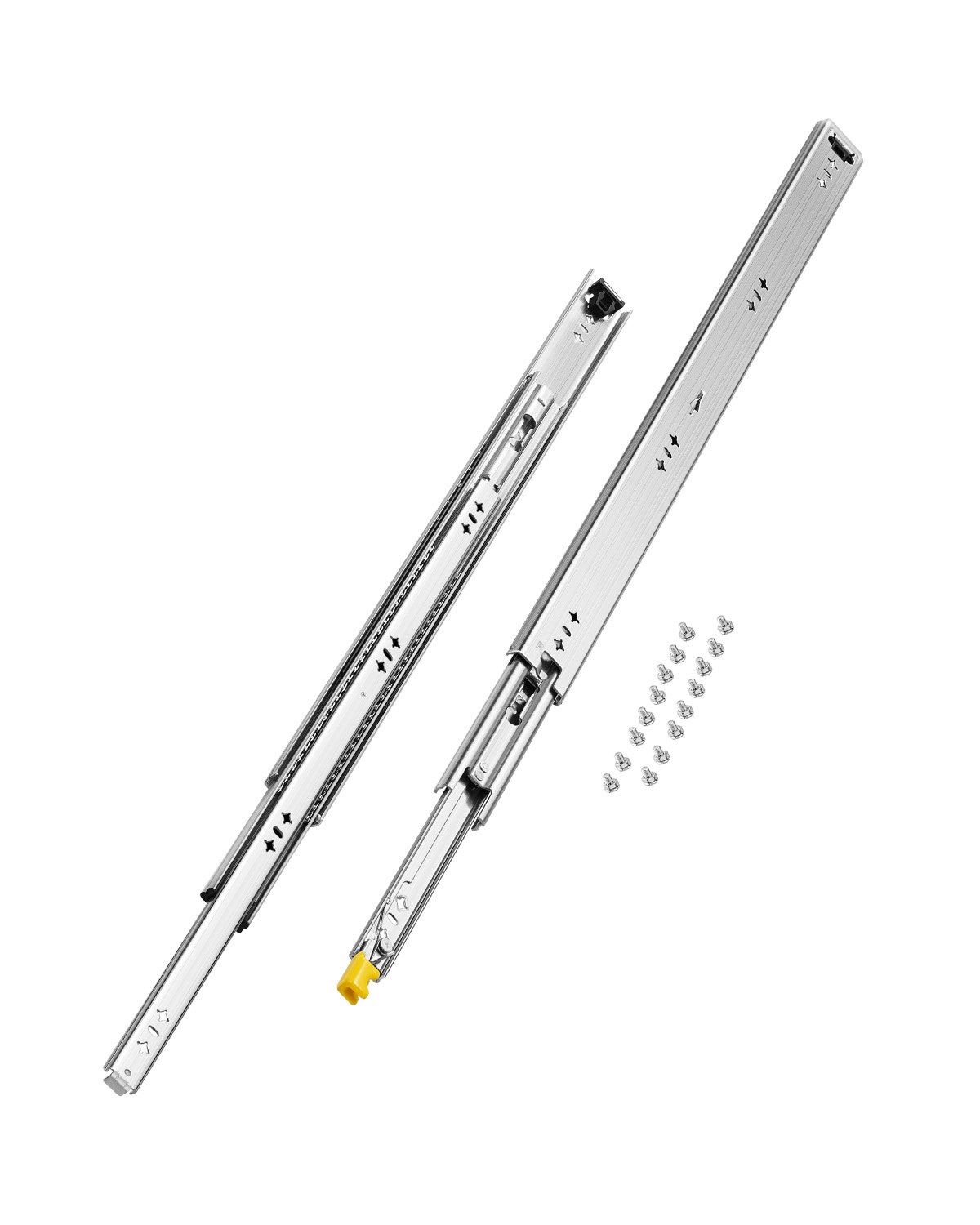 VEVOR 1 Par de Correderas para Cajones de Extensión Completa, Capacidad Carga 113,4 kg, Rodamiento de Bolas con Riel Deslizante para Cajones de Montaje Lateral con Bloqueo, 750 x 53 x 19,5 mm