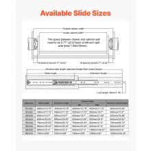 VEVOR 1 Par Correderas a Cajones con Cierre Carga 113,4 kg 1500 x 53 x 19,5 mm