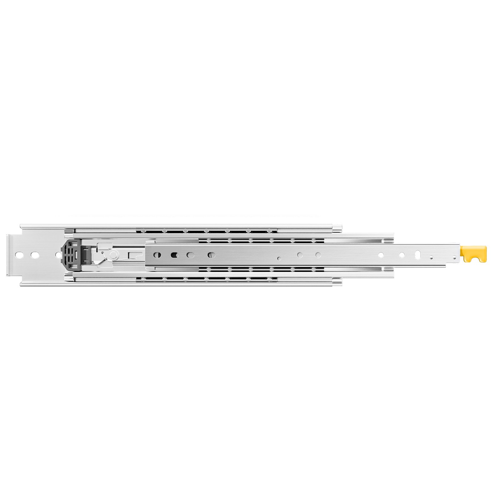 VEVOR 1 Par de Correderas Dobles para Cajones de Extensión Completa, Carga de 226,8 kg, Rodamiento de Bolas con Riel Deslizante para Cajones de Montaje Lateral con Bloqueo, 490 x 76 x 19,5 mm