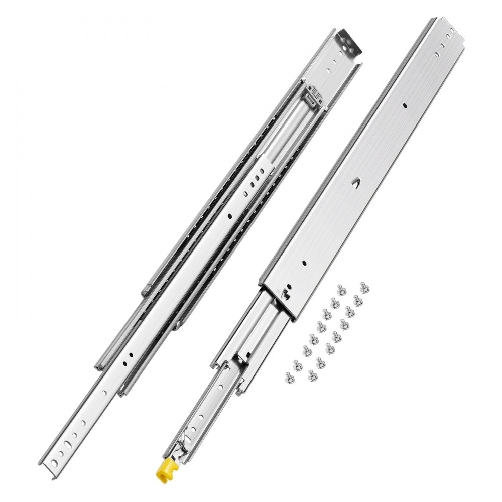 VEVOR 1 Par de Correderas para Cajones de Extensión Completa, Capacidad Carga 226,8 kg, Rodamiento de Bolas con Riel Deslizante para Cajones de Montaje Lateral con Bloqueo, 763 x 76 x 19,5 mm