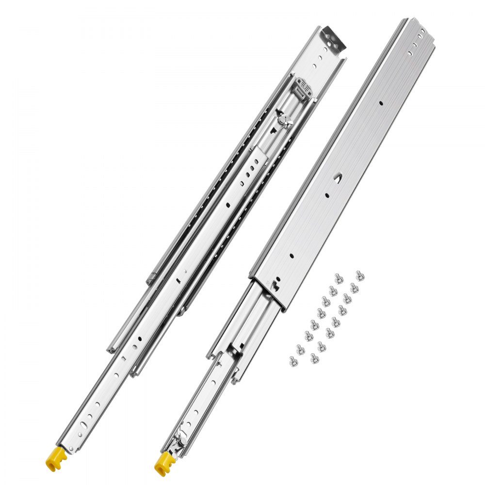 VEVOR 1 Par de Correderas Dobles para Cajones de Extensión Completa, Carga de 226,8 kg, Rodamiento de Bolas con Riel Deslizante para Cajones de Montaje Lateral con Bloqueo, 793 x 76 x 19,5 mm