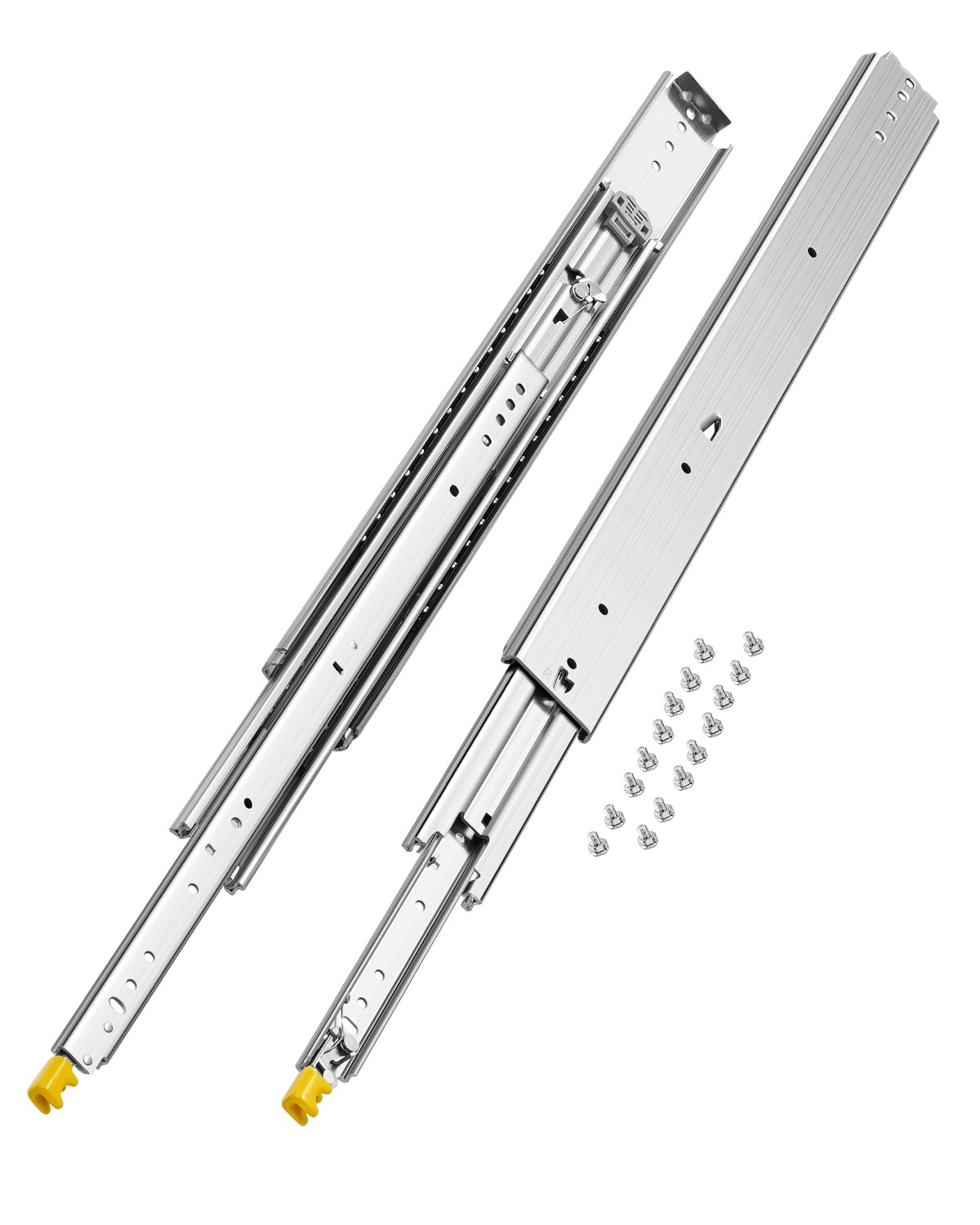 VEVOR 1 Par de Correderas Dobles para Cajones de Extensión Completa, Carga de 226,8 kg, Rodamiento de Bolas con Riel Deslizante para Cajones de Montaje Lateral con Bloqueo, 793 x 76 x 19,5 mm