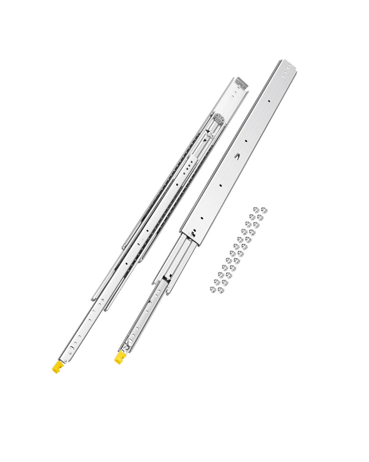VEVOR 1 Par de Correderas Dobles para Cajones de Extensión Completa, Carga de 226,8 kg, Rodamiento de Bolas con Riel Deslizante para Cajones de Montaje Lateral con Bloqueo, 998 x 76 x 19,5 mm