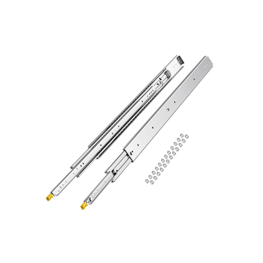 VEVOR 1 Par de Correderas Dobles para Cajones de Extensión Completa, Carga de 226,8 kg, Rodamiento de Bolas con Riel Deslizante para Cajones de Montaje Lateral con Bloqueo, 1047 x 76 x 19,5 mm