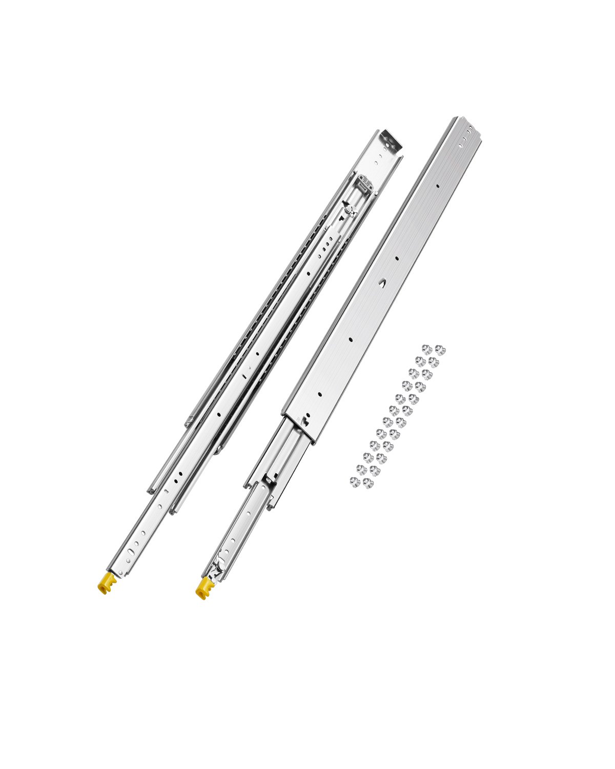 VEVOR 1 Par de Correderas Dobles para Cajones de Extensión Completa, Carga de 226,8 kg, Rodamiento de Bolas con Riel Deslizante para Cajones de Montaje Lateral con Bloqueo, 1047 x 76 x 19,5 mm