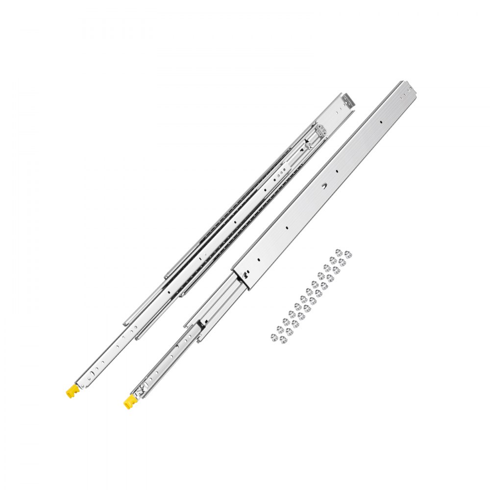 VEVOR 1 Par de Correderas Dobles para Cajones de Extensión Completa, Carga de 226,8 kg, Rodamiento de Bolas con Riel Deslizante para Cajones de Montaje Lateral con Bloqueo, 1150 x 76 x 19,5 mm