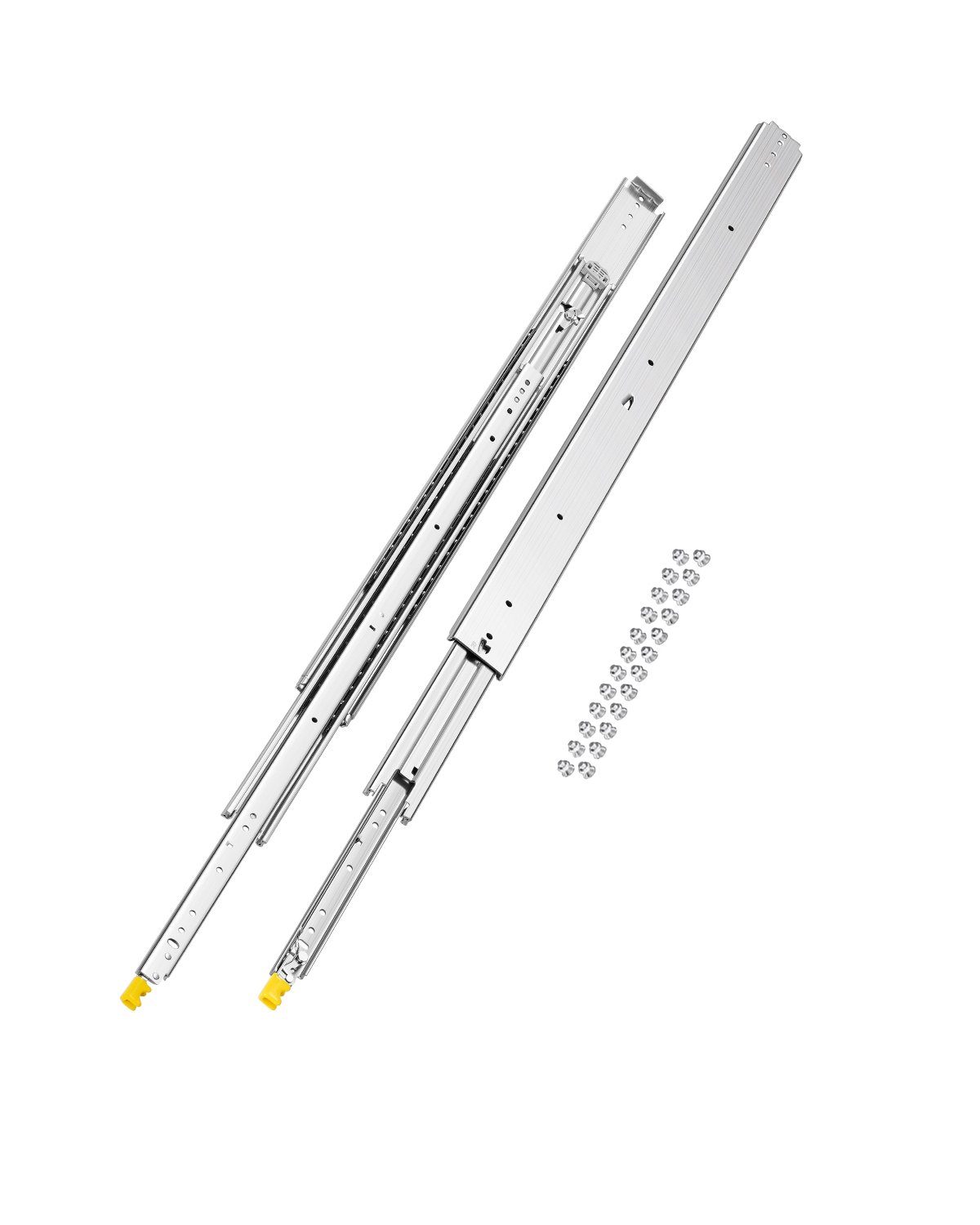 VEVOR 1 Par de Correderas Dobles para Cajones de Extensión Completa, Carga de 226,8 kg, Rodamiento de Bolas con Riel Deslizante para Cajones de Montaje Lateral con Bloqueo, 1150 x 76 x 19,5 mm