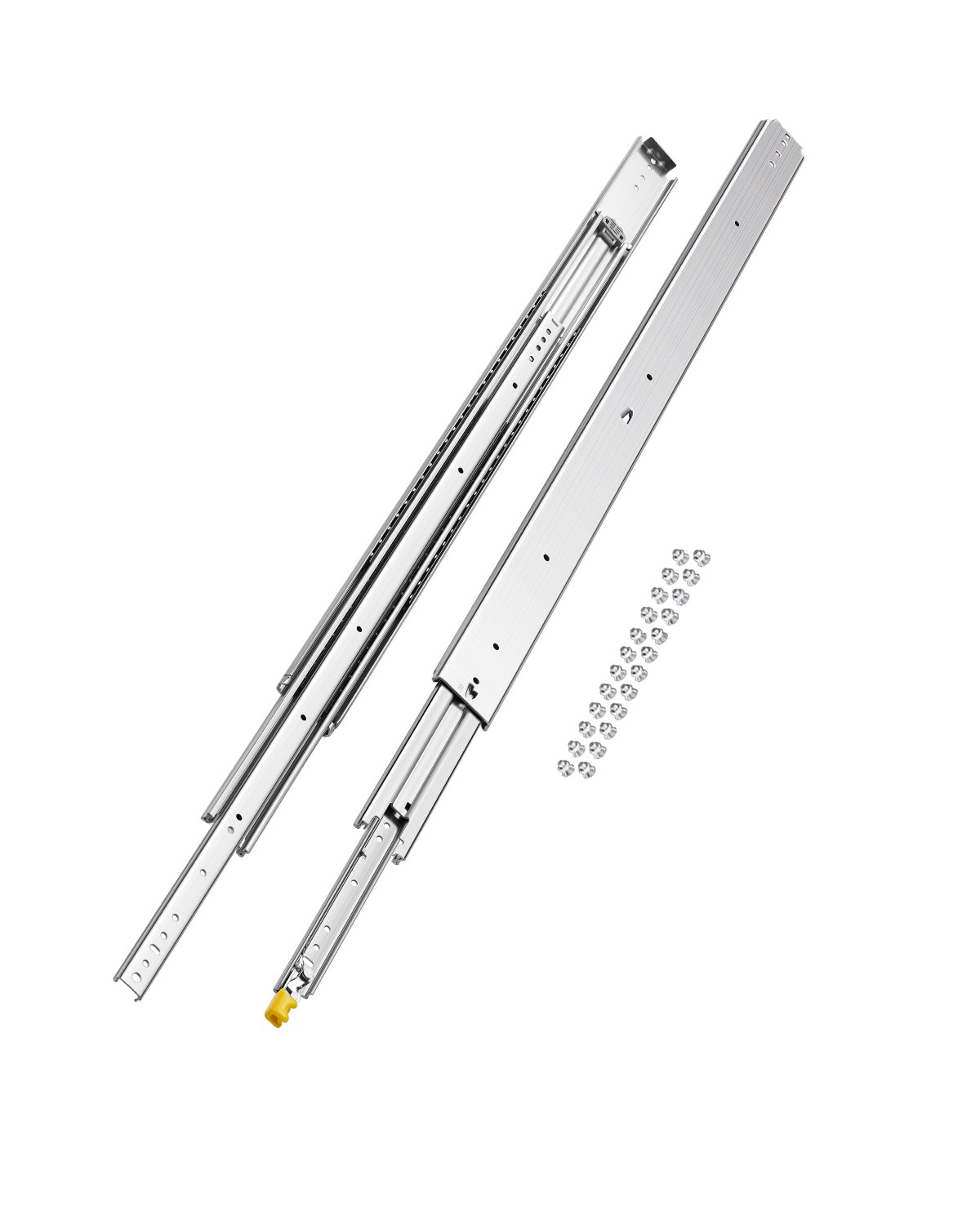 VEVOR 1 Par de Correderas para Cajones de Extensión Completa, Capacidad Carga 226,8 kg, Rodamiento de Bolas con Riel Deslizante para Cajones de Montaje Lateral con Bloqueo, 1220 x 76 x 19,5 mm