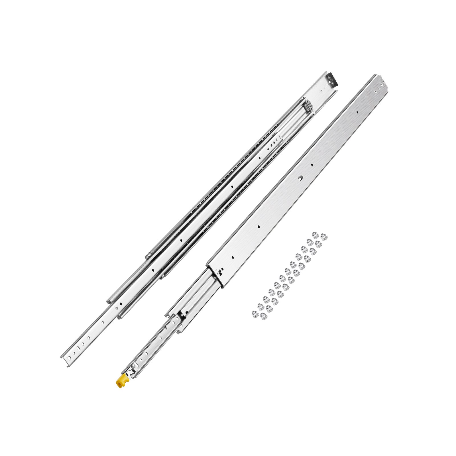 VEVOR 1 Par de Correderas para Cajones de Extensión Completa, Capacidad Carga 226,8 kg, Rodamiento de Bolas con Riel Deslizante para Cajones de Montaje Lateral con Bloqueo, 1220 x 76 x 19,5 mm