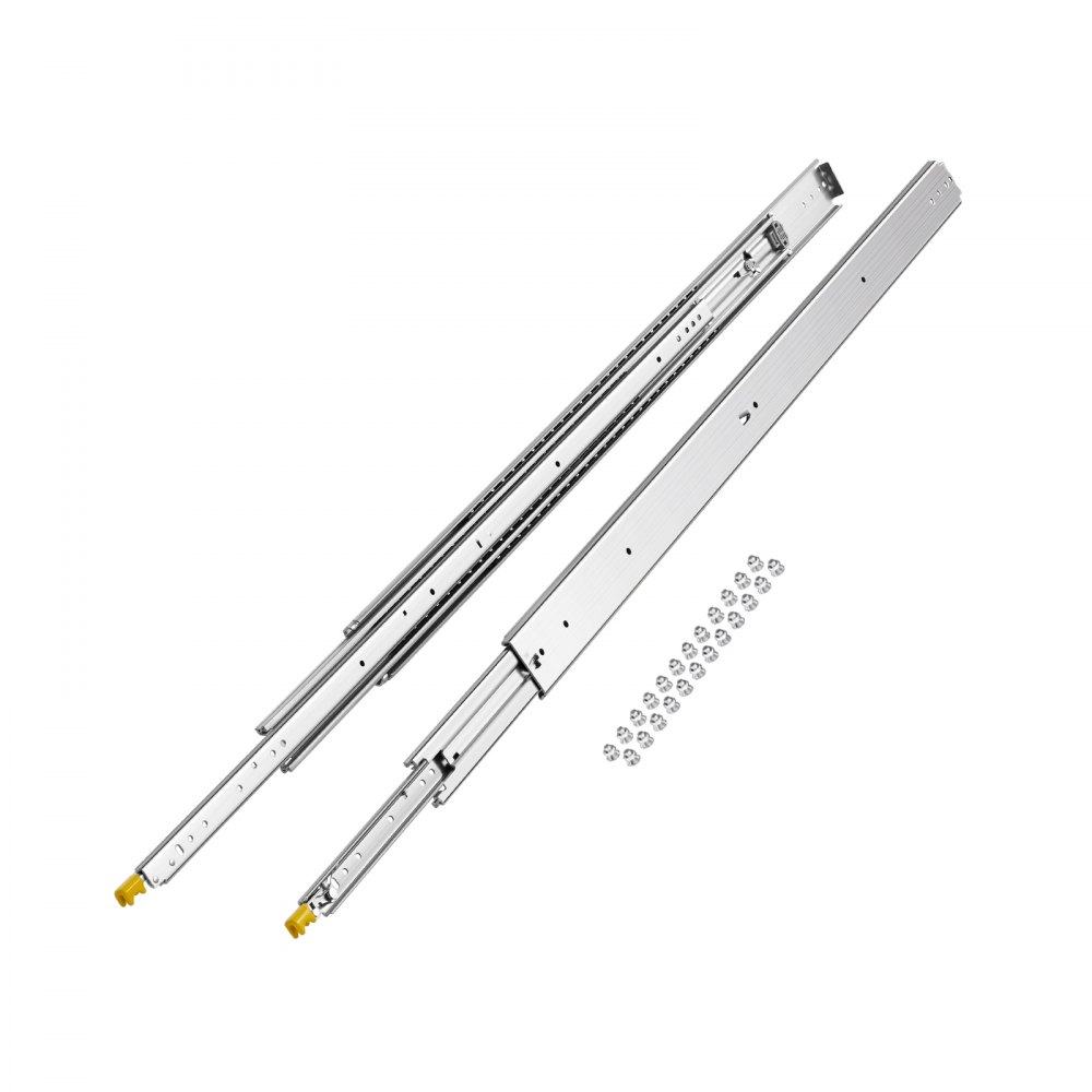 VEVOR 1 Par de Correderas Dobles para Cajones de Extensión Completa, Carga de 226,8 kg, Rodamiento de Bolas con Riel Deslizante para Cajones de Montaje Lateral con Bloqueo, 1354 x 76 x 19,5 mm