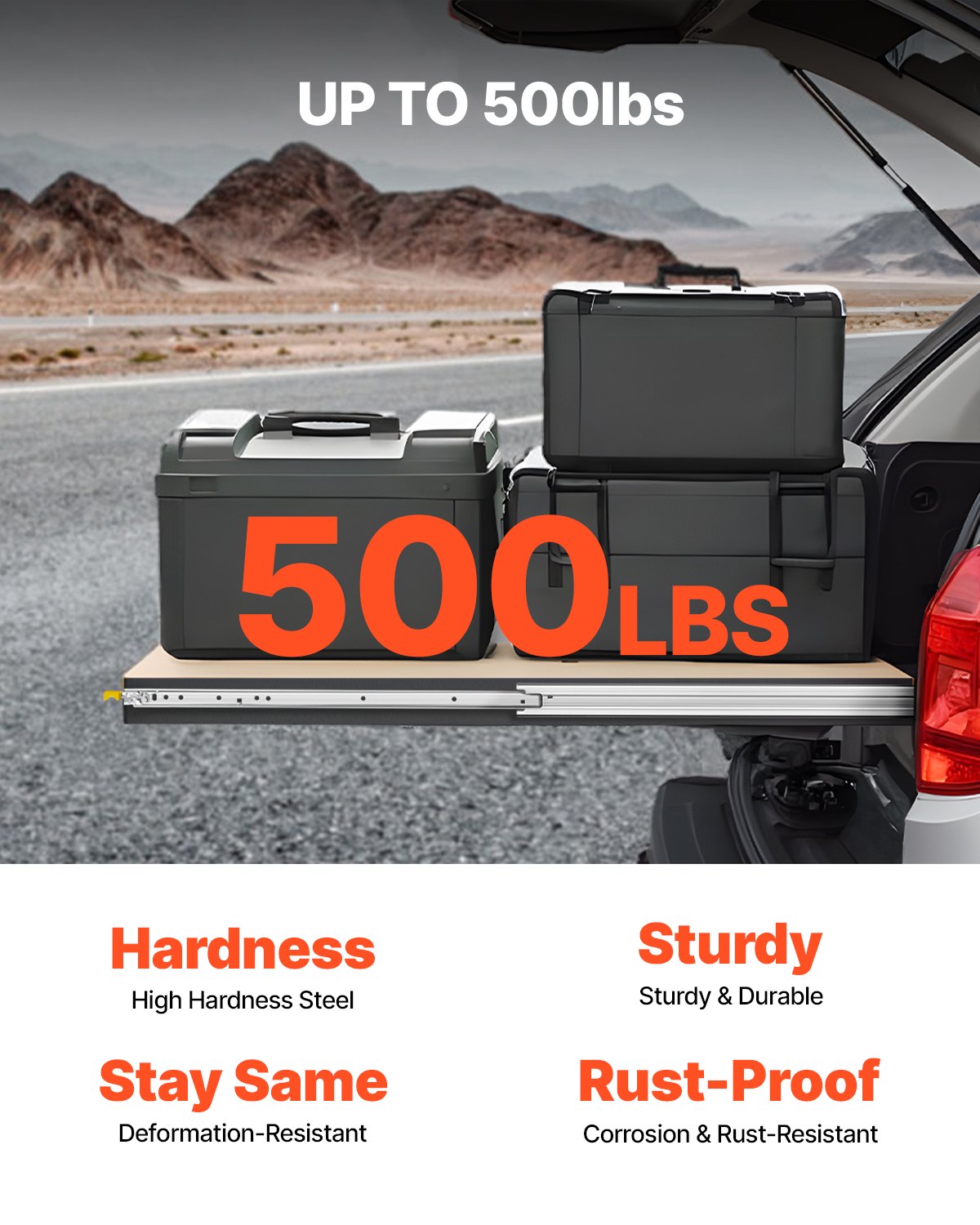 VEVOR drawer slide with full extension, 1321 mm, lockable telescopic slides, 1 pair, load capacity 226.8 kg, side-mounted slide rail with ball bearing and locking mechanism