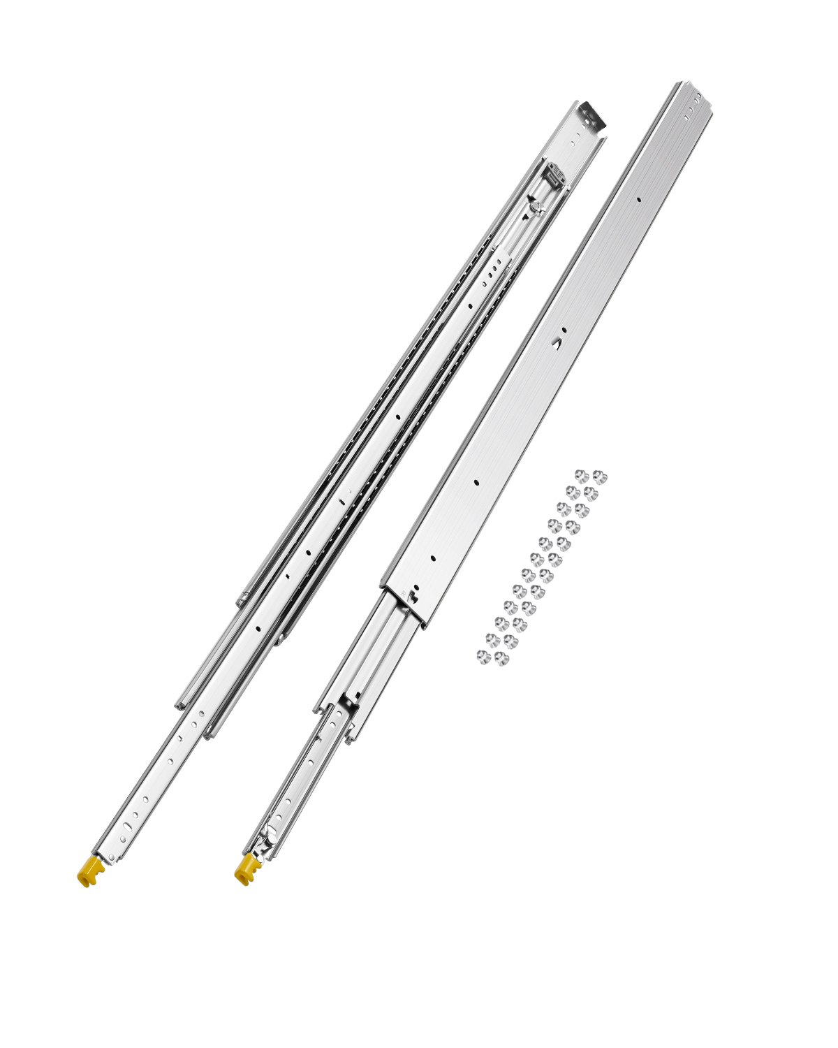 VEVOR 1 Par de Correderas Dobles para Cajones de Extensión Completa, Carga de 226,8 kg, Rodamiento de Bolas con Riel Deslizante para Cajones de Montaje Lateral con Bloqueo, 1354 x 76 x 19,5 mm