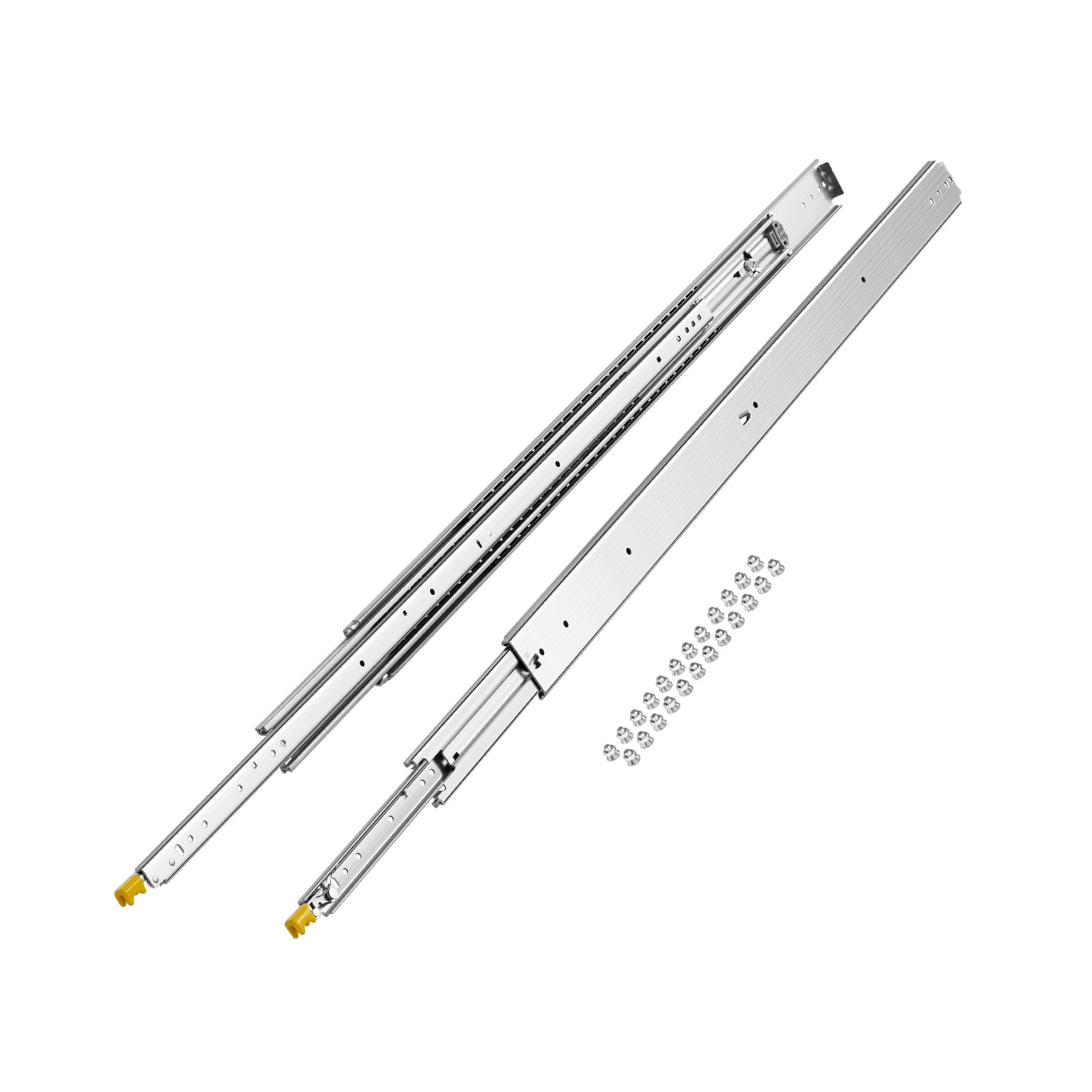 VEVOR 1 Par de Correderas Dobles para Cajones de Extensión Completa, Carga de 226,8 kg, Rodamiento de Bolas con Riel Deslizante para Cajones de Montaje Lateral con Bloqueo, 1354 x 76 x 19,5 mm