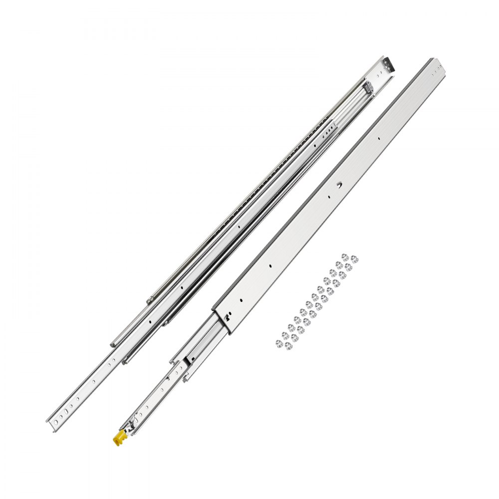 VEVOR 1 Par de Correderas para Cajones de Extensión Completa, Capacidad Carga 226,8 kg, Rodamiento de Bolas con Riel Deslizante para Cajones de Montaje Lateral con Bloqueo, 1523 x 76 x 19,5 mm