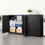 VEVOR Metal Storage Cabinet, 106 cm Steel Garage Cabinet with 2 Adjustable Shelves, 2 Magnetic Doors & 2 Keys, 3 Tiers Lockable Tool Storage for Pantry, Warehouse, Basement, Office, Black