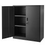 VEVOR Metal Storage Cabinet, 106 cm Steel Garage Cabinet with 2 Adjustable Shelves, 2 Magnetic Doors & 2 Keys, 3 Tiers Lockable Tool Storage for Pantry, Warehouse, Basement, Office, Black