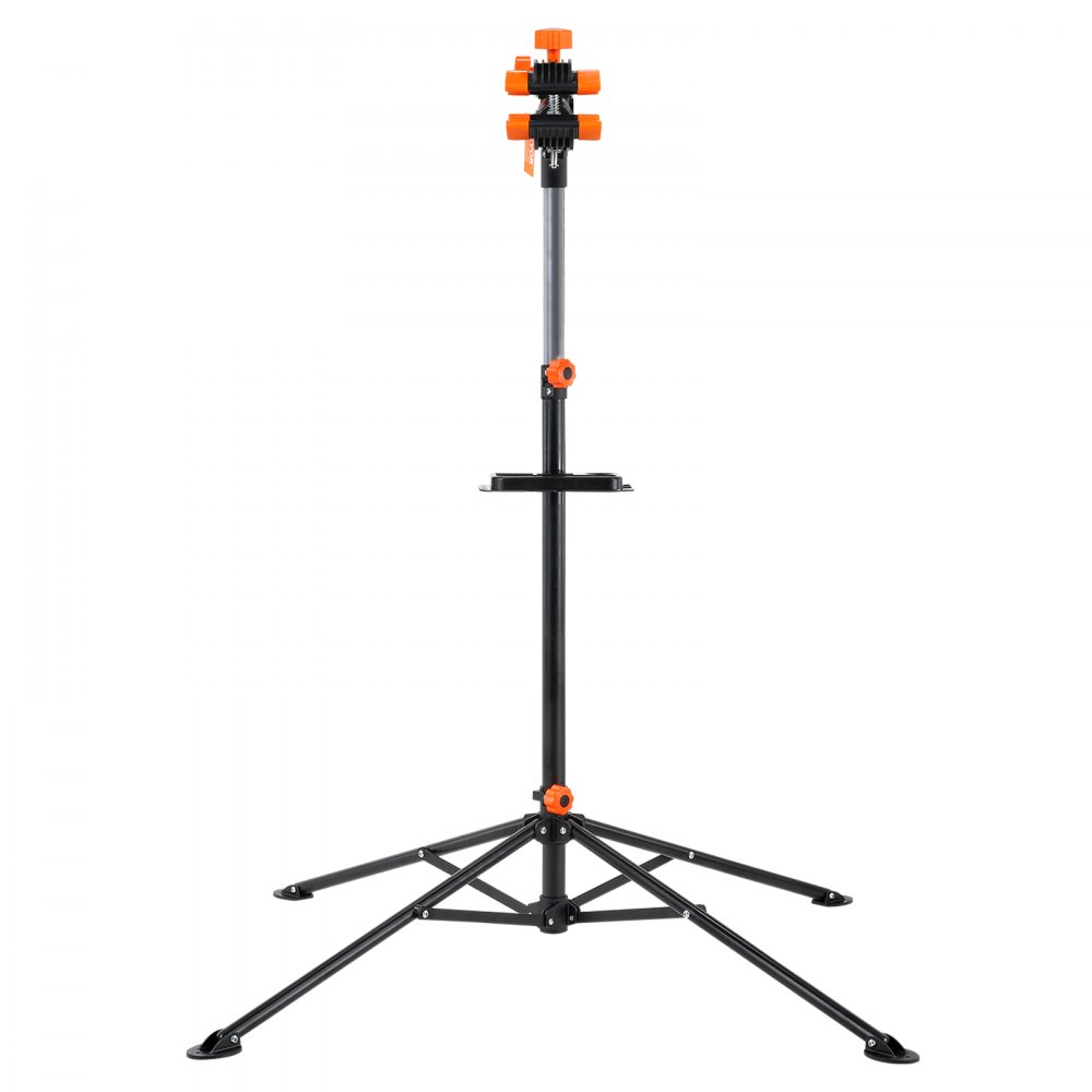 VEVOR Soporte Plegable para Taller de Bicicletas Carga de 36,3 kg Soporte de Reparación de Bicicletas Ajustable en Altura, Abrazadera Giratoria de 360° con Soporte para Herramientas para Mantenimiento