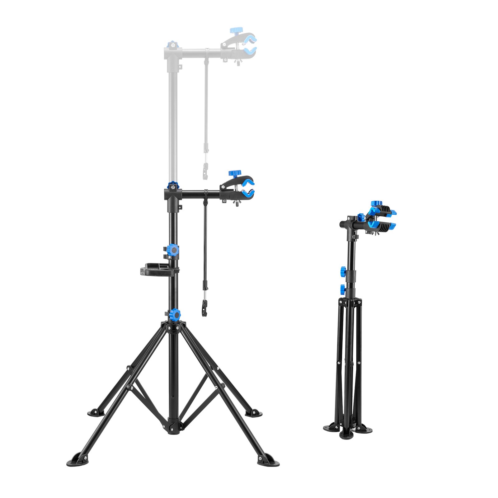 VEVOR Soporte de Reparación de Bicicletas, Resistente, 30 kg, con Altura Ajustable 83 a 147 cm y Bandeja Magnética para Herramientas, para Bicicletas de Montaña y Carretera, 955 x 940 x 1505 mm
