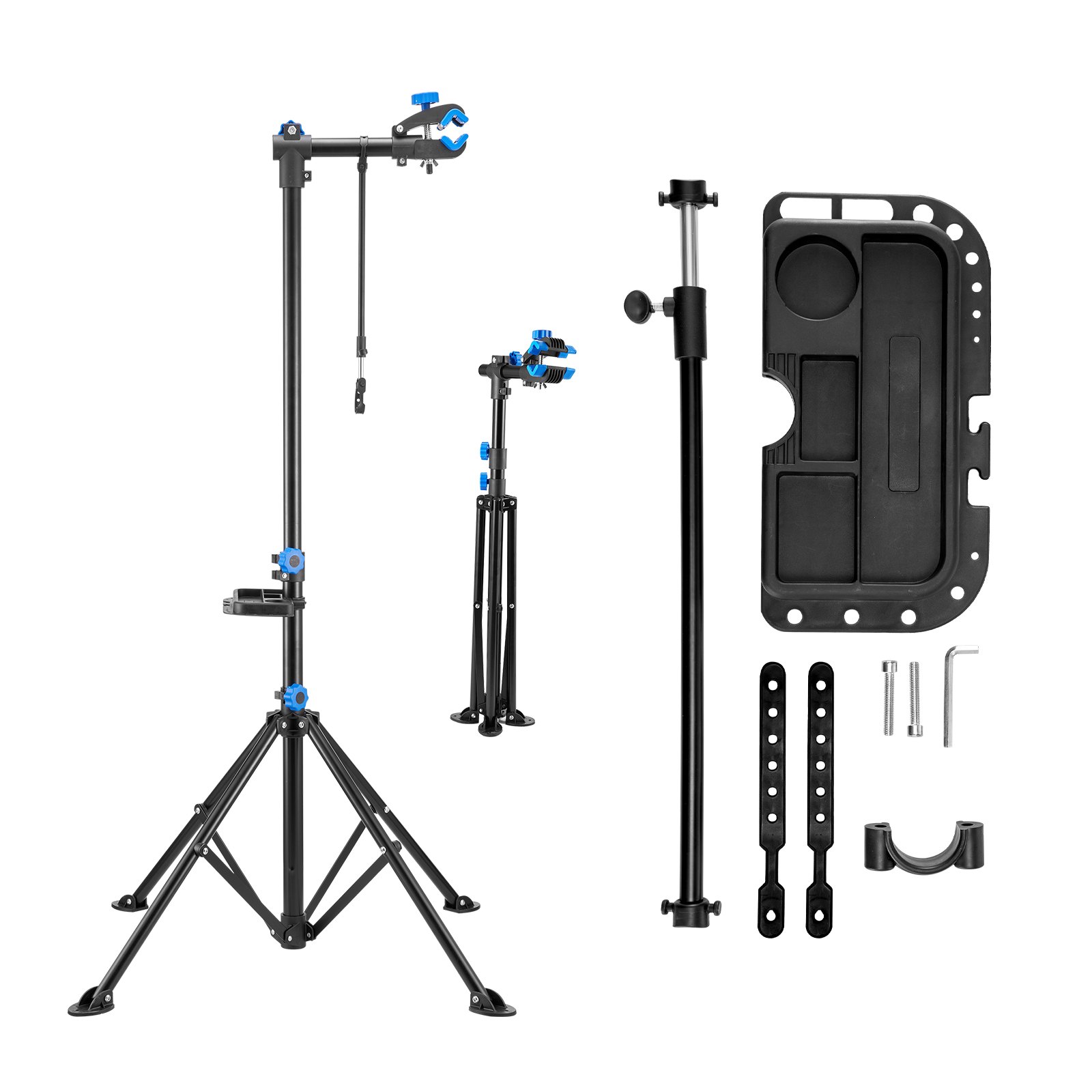 VEVOR Soporte de Reparación de Bicicletas, Resistente, 30 kg, con Altura Ajustable 83 a 147 cm y Bandeja Magnética para Herramientas, para Bicicletas de Montaña y Carretera, 955 x 940 x 1505 mm