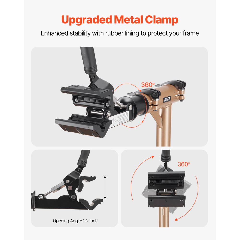 VEVOR Soporte Resistente para Reparación de Bicicletas de 49,9 kg, Altura Ajustable de 1025-1510 mm y Bandeja Grande para Herramientas, para Bicicletas de Montaña y Carretera, 940 x 795 x 1700 mm