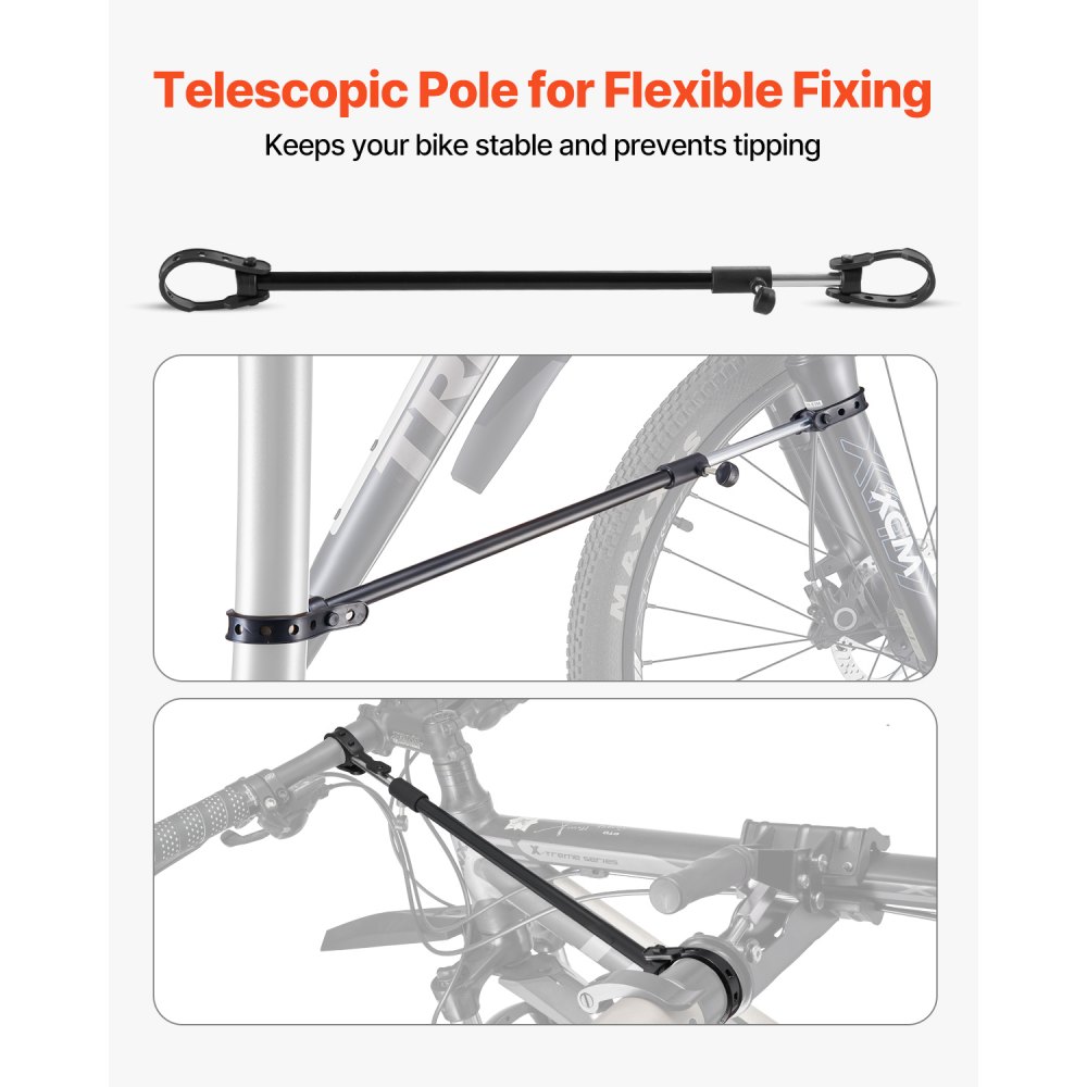 VEVOR Soporte Resistente para Reparación de Bicicletas de 49,9 kg, Altura Ajustable de 1025-1510 mm y Bandeja Grande para Herramientas, para Bicicletas de Montaña y Carretera, 940 x 795 x 1700 mm