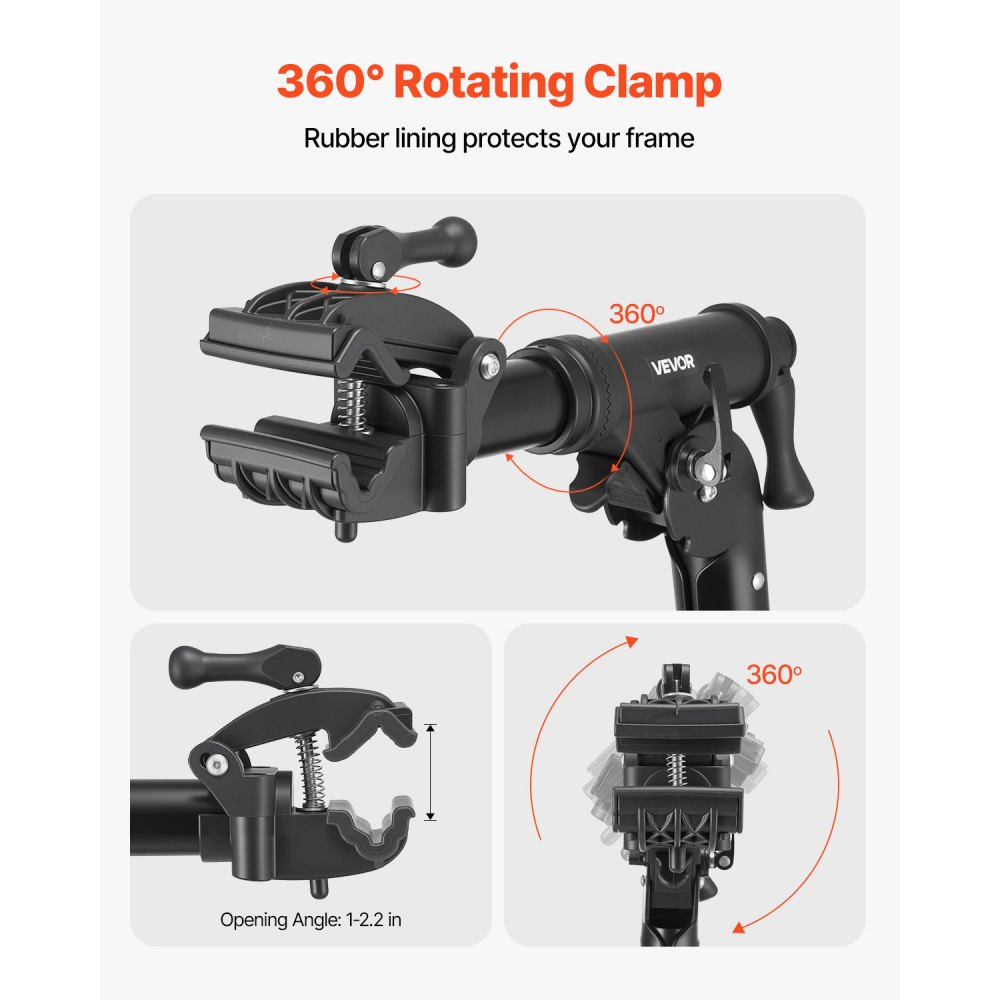 VEVOR Soporte Resistente de Reparación de Bicicletas de 39 kg con Altura Ajustable 103 a 162 cm y Bandeja Magnética para Herramientas, para Bicicletas de Montaña y Carretera, 1100 x 760 x 1695 mm