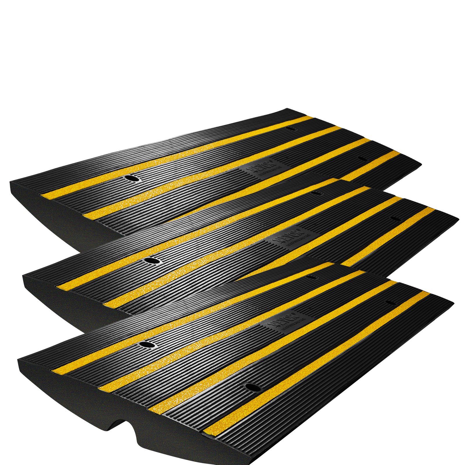 VEVOR Rampa de Umbral 6,5 ​​cm 3 Piezas Rampas de Goma para Acera Carga 15 T Rampa de Acceso para Sillas de Ruedas Antideslizante Extensible para Carga de Muelle Entrada de Garaje 122x40,5x6,5 cm