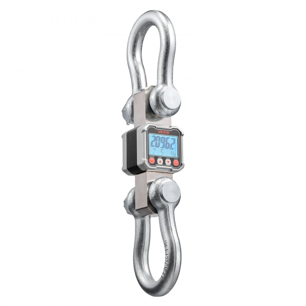 VEVOR Báscula Colgante Digital Carga Máxima 10 T, Resolución 2 kg con Tara, Aluminio Fundido, Pantalla LCD, Retención de Pico Datos, Escala Digital de Grúa Portátil para Pesca Taller Granja Almacén