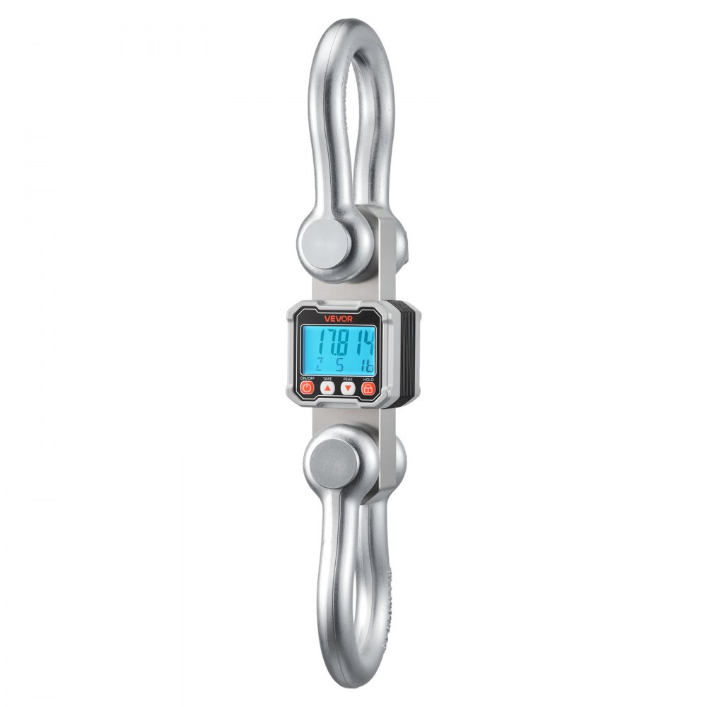 VEVOR Báscula Colgante Digital Carga Máxima 10 T, Resolución 2 kg con Tara, Aluminio Fundido, Pantalla LCD, Retención de Pico Datos, Escala Digital de Grúa Portátil para Pesca Taller Granja Almacén