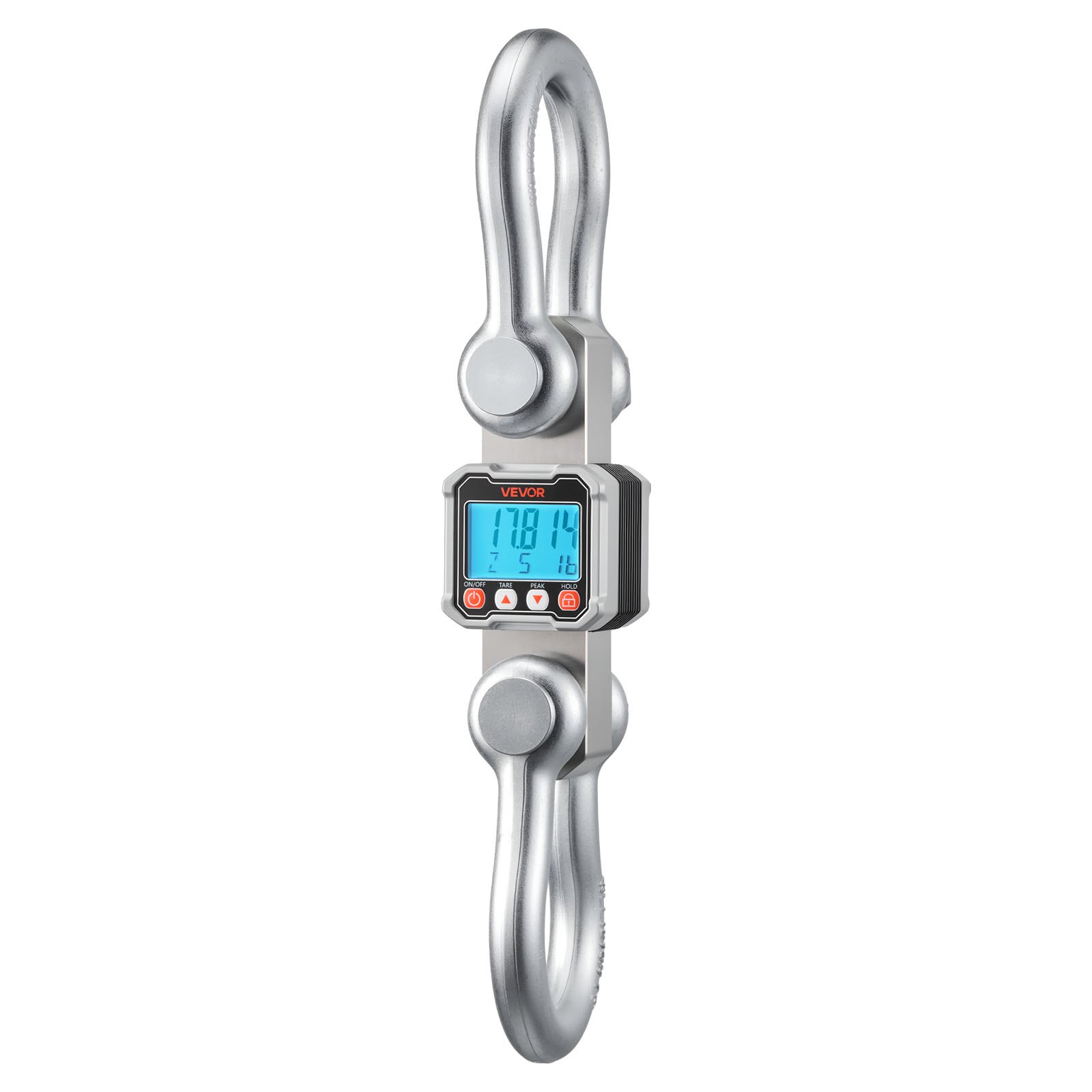VEVOR Báscula Colgante Digital Carga Máxima 10 T, Resolución 2 kg con Tara, Aluminio Fundido, Pantalla LCD, Retención de Pico Datos, Escala Digital de Grúa Portátil para Pesca Taller Granja Almacén