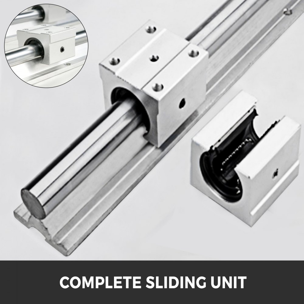 VEVOR Guia Lineal Juego de Rieles Lineales 2PCS 1200mm SBR16 4PCS SBR16UU Bloque para Máquinas Cnc Buenos para Enrutadores de Bricolaje Molinos Tornos