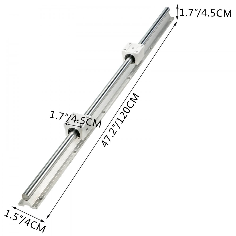 VEVOR Guia Lineal Juego de Rieles Lineales 2PCS 1200mm SBR16 4PCS SBR16UU Bloque para Máquinas Cnc Buenos para Enrutadores de Bricolaje Molinos Tornos